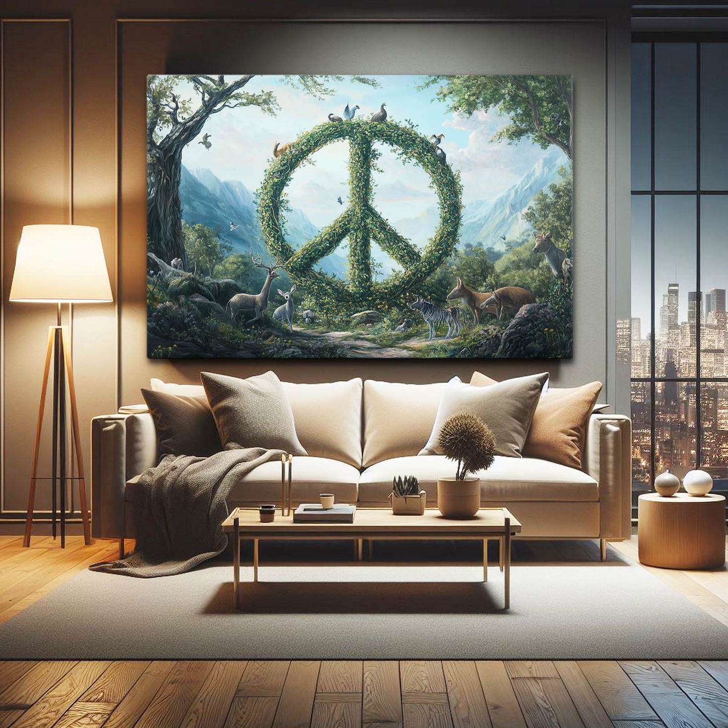 Living Vine Peace Canvas – styled in a furnished interior