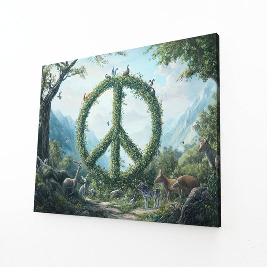Living Vine Peace Canvas – angled canvas view on white background
