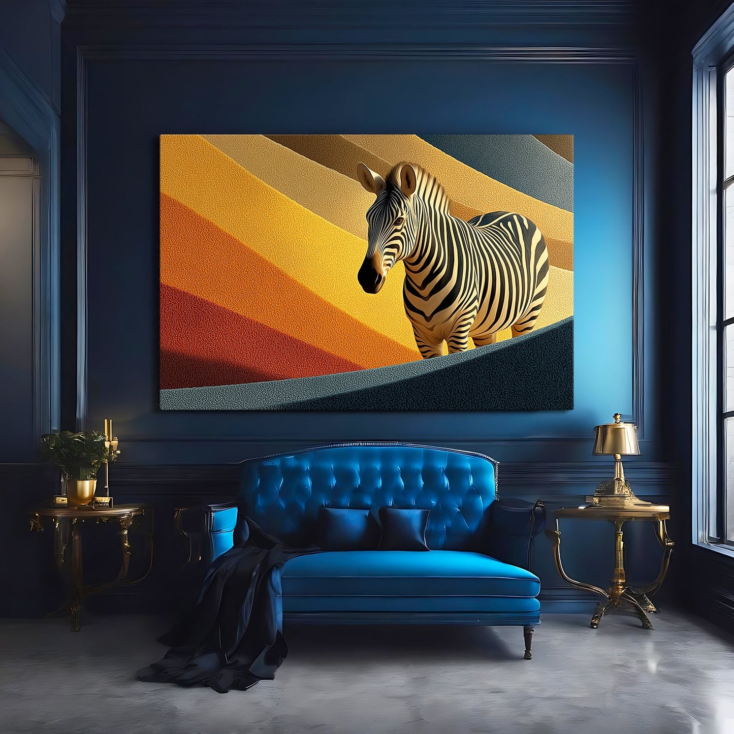 Living Zebra Art – styled in a furnished interior