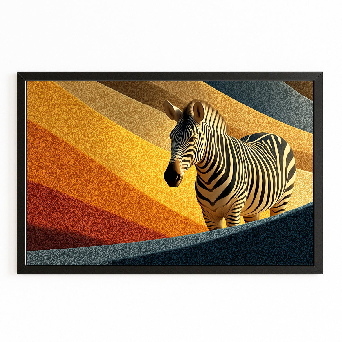 Living Zebra Art – with Premium Black frame on white background