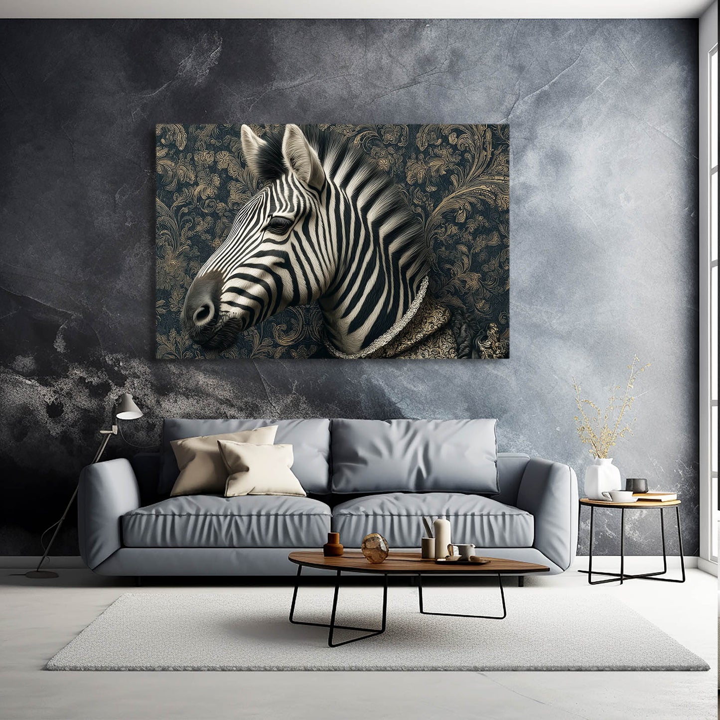 Living Zebra Artwork – styled in a furnished interior