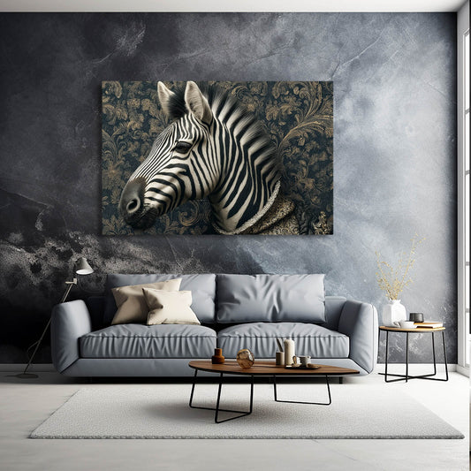 Living Zebra Artwork – styled in a furnished interior