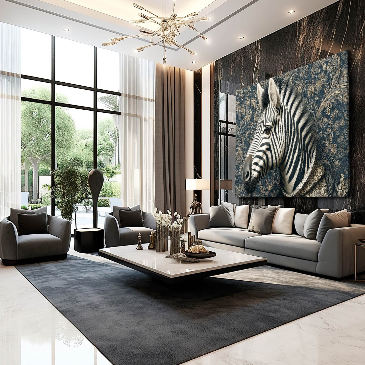 Living Zebra Artwork – styled in a furnished interior