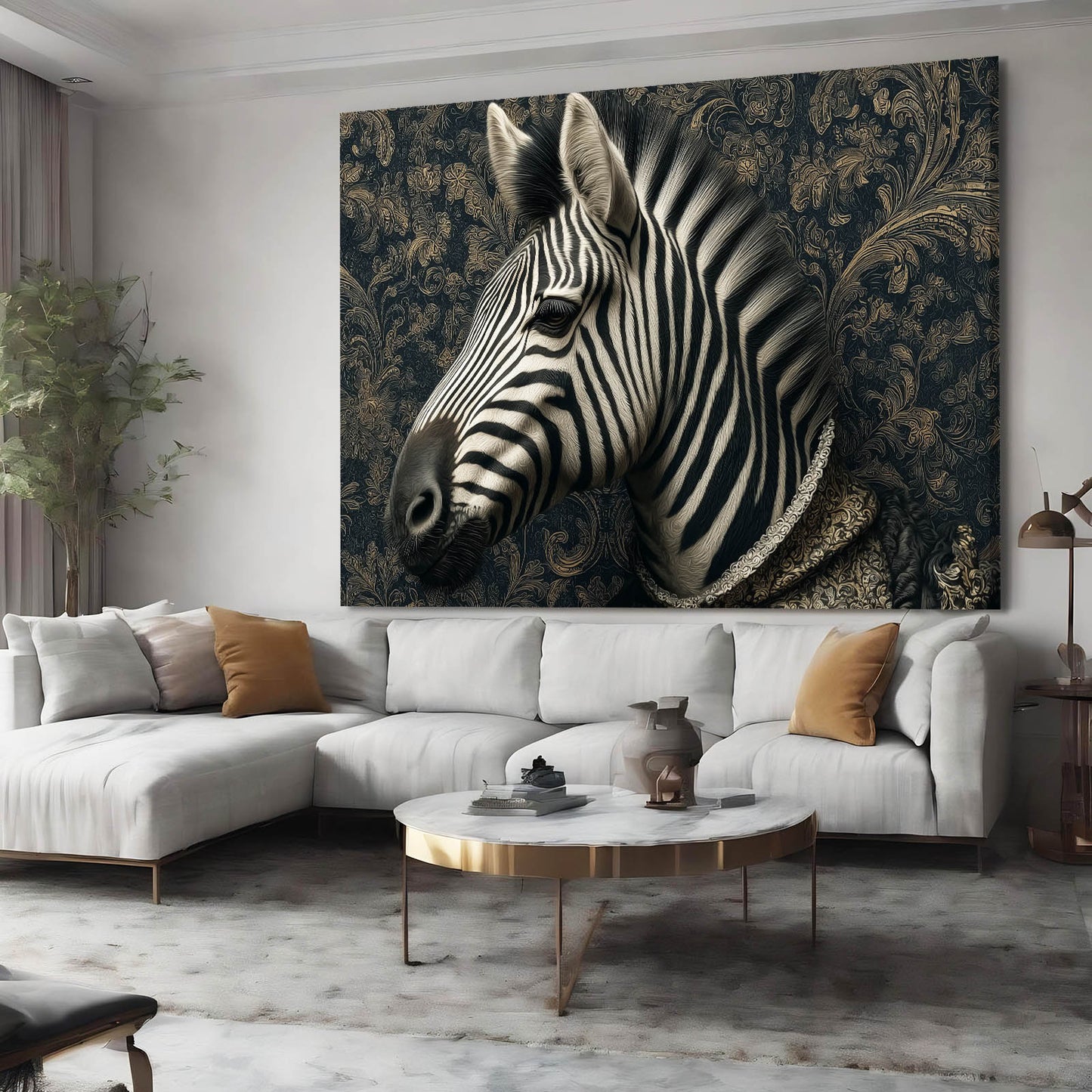 Living Zebra Artwork – styled in a furnished interior