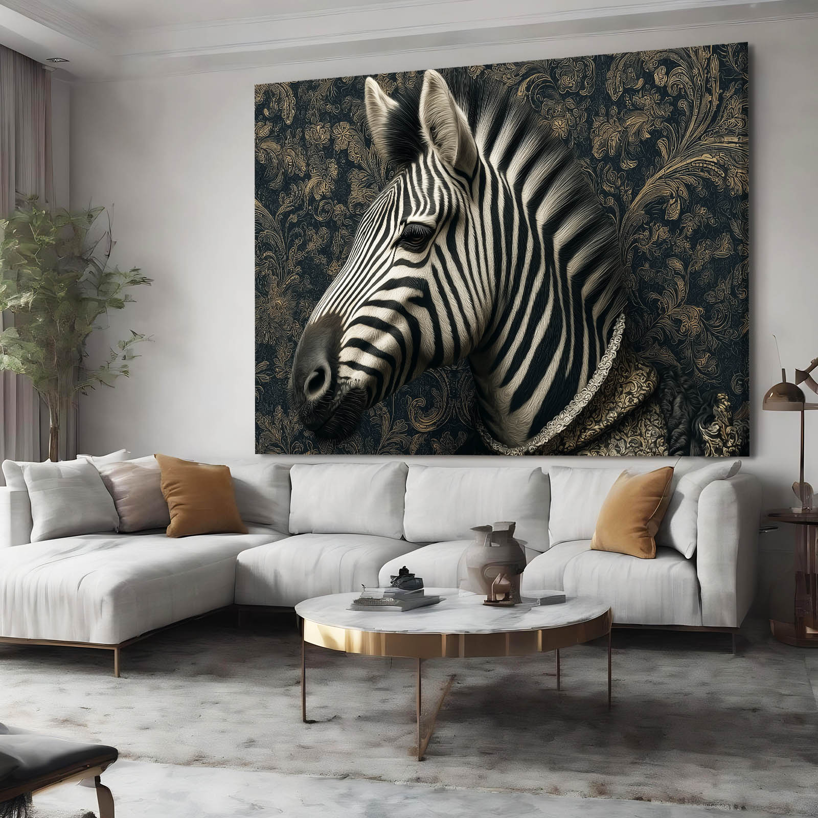 Living Zebra Artwork – styled in a furnished interior