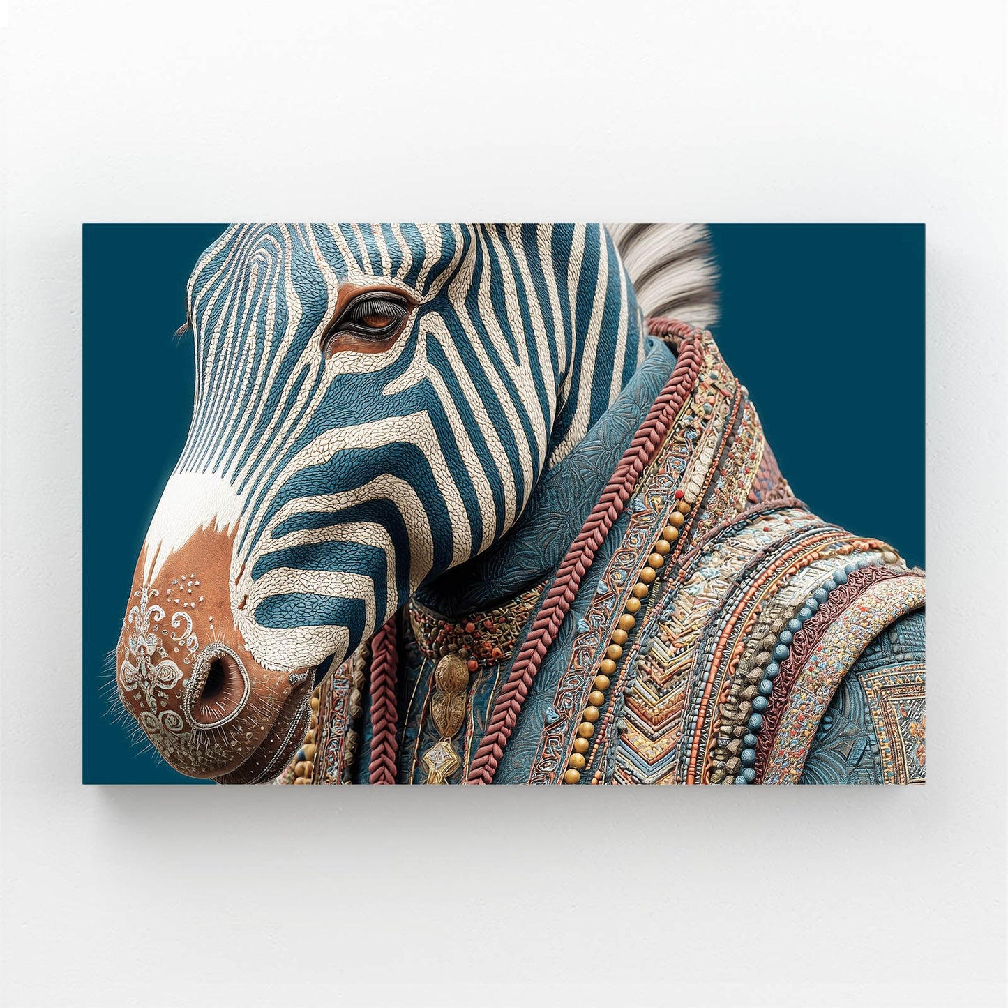 Living Zebra Canvas Art – styled in a furnished interior