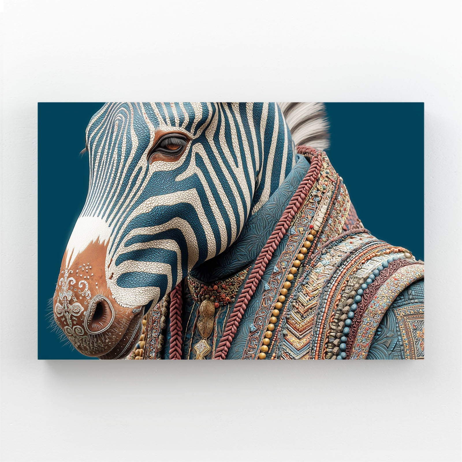 Living Zebra Canvas Art – styled in a furnished interior