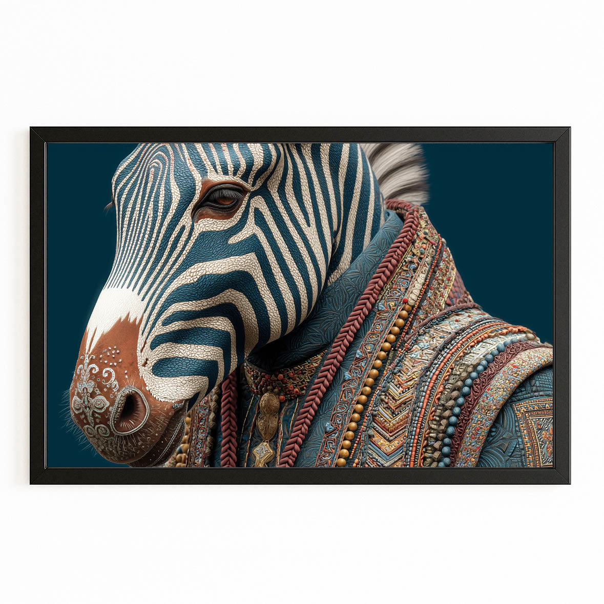Living Zebra Canvas Art – with Premium Black frame on white background