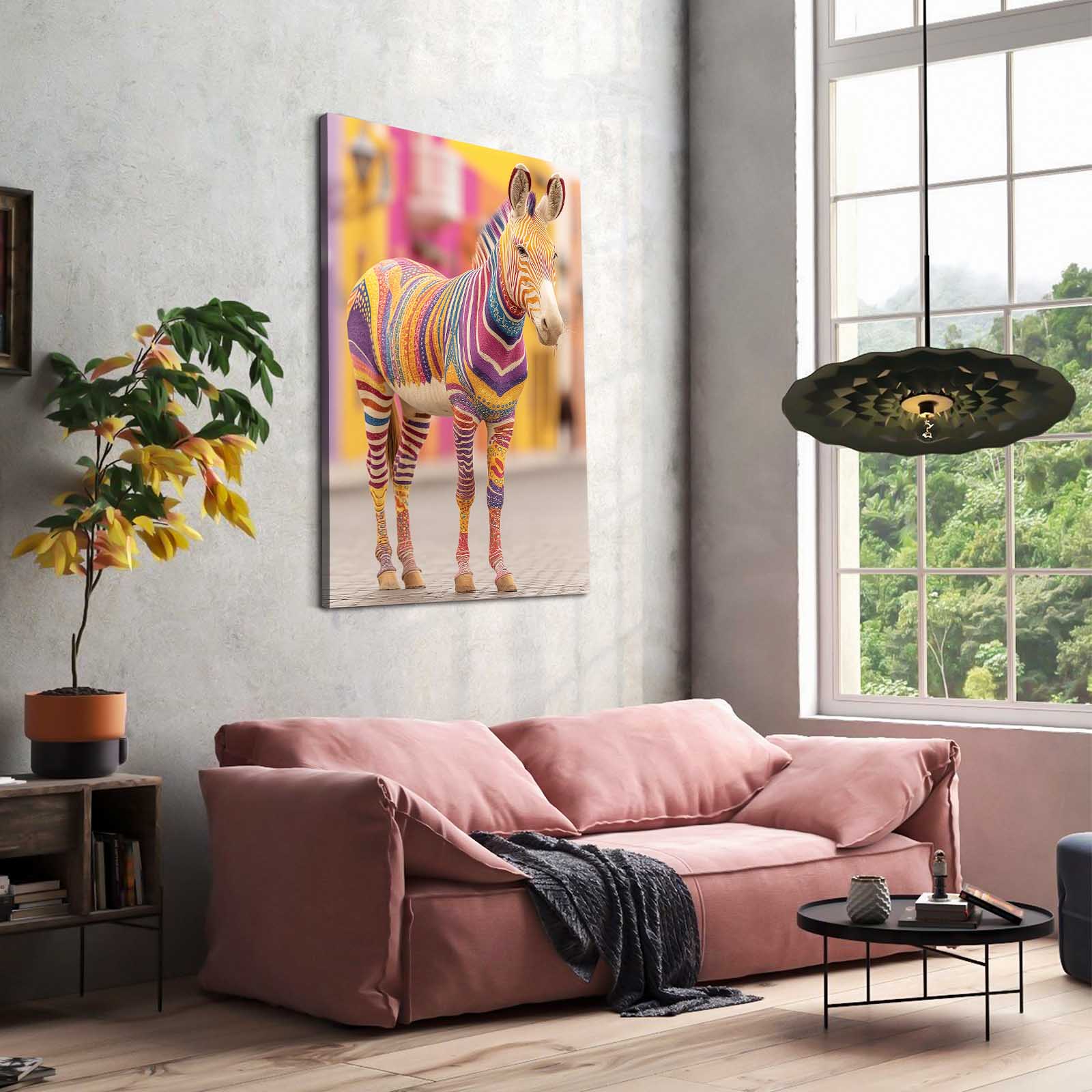 Living Zebra Canvas – styled in a furnished interior