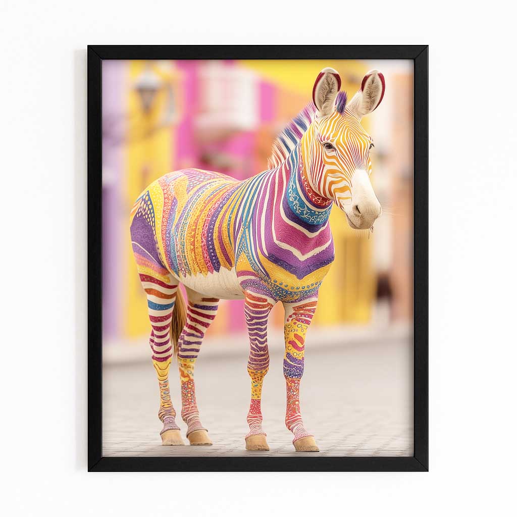 Living Zebra Canvas – with Premium Black frame on white background