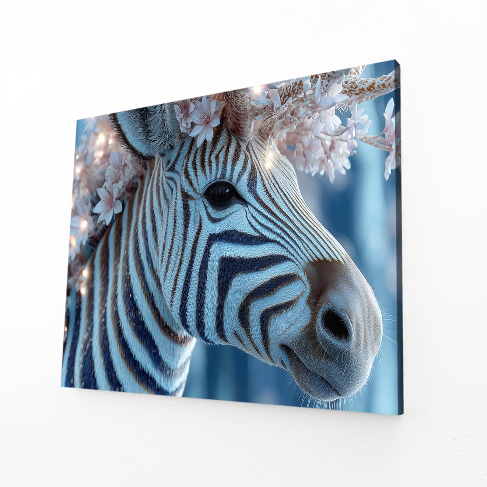 Living Zebra Prints – angled canvas view on white background