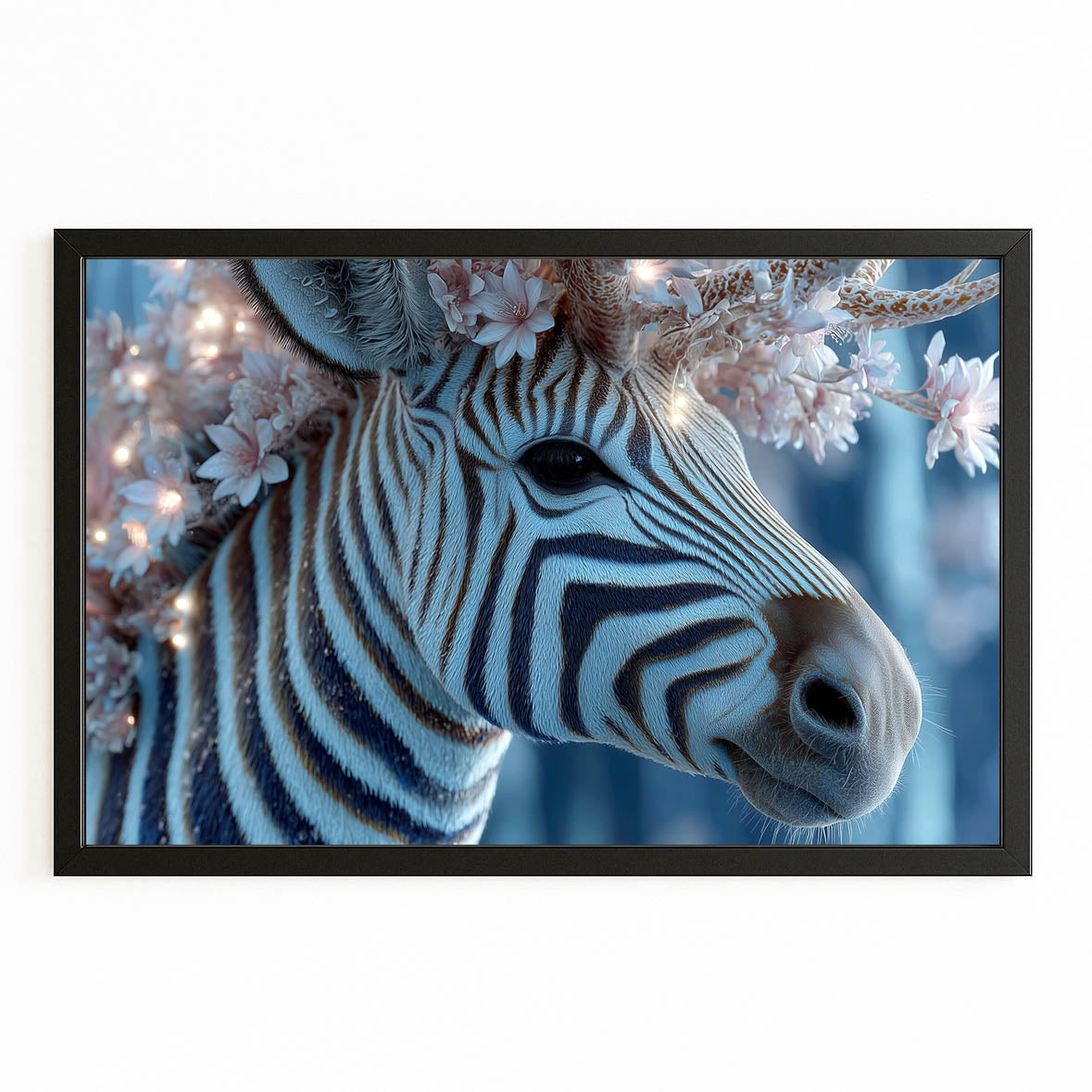 Living Zebra Prints – with Premium Black frame on white background