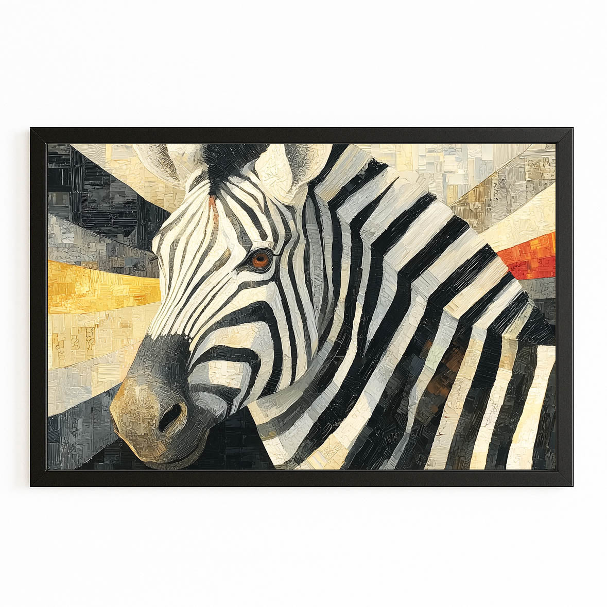 Living Zebra Wall Art – with Premium Black frame on white background