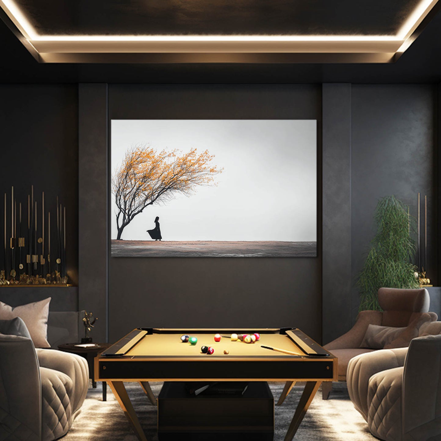 Lone Tree Bench Photography Prints – styled in a furnished interior