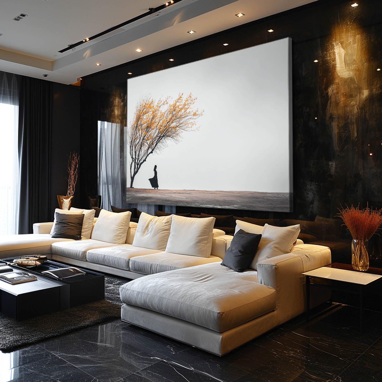 Lone Tree Bench Photography Prints – styled in a furnished interior