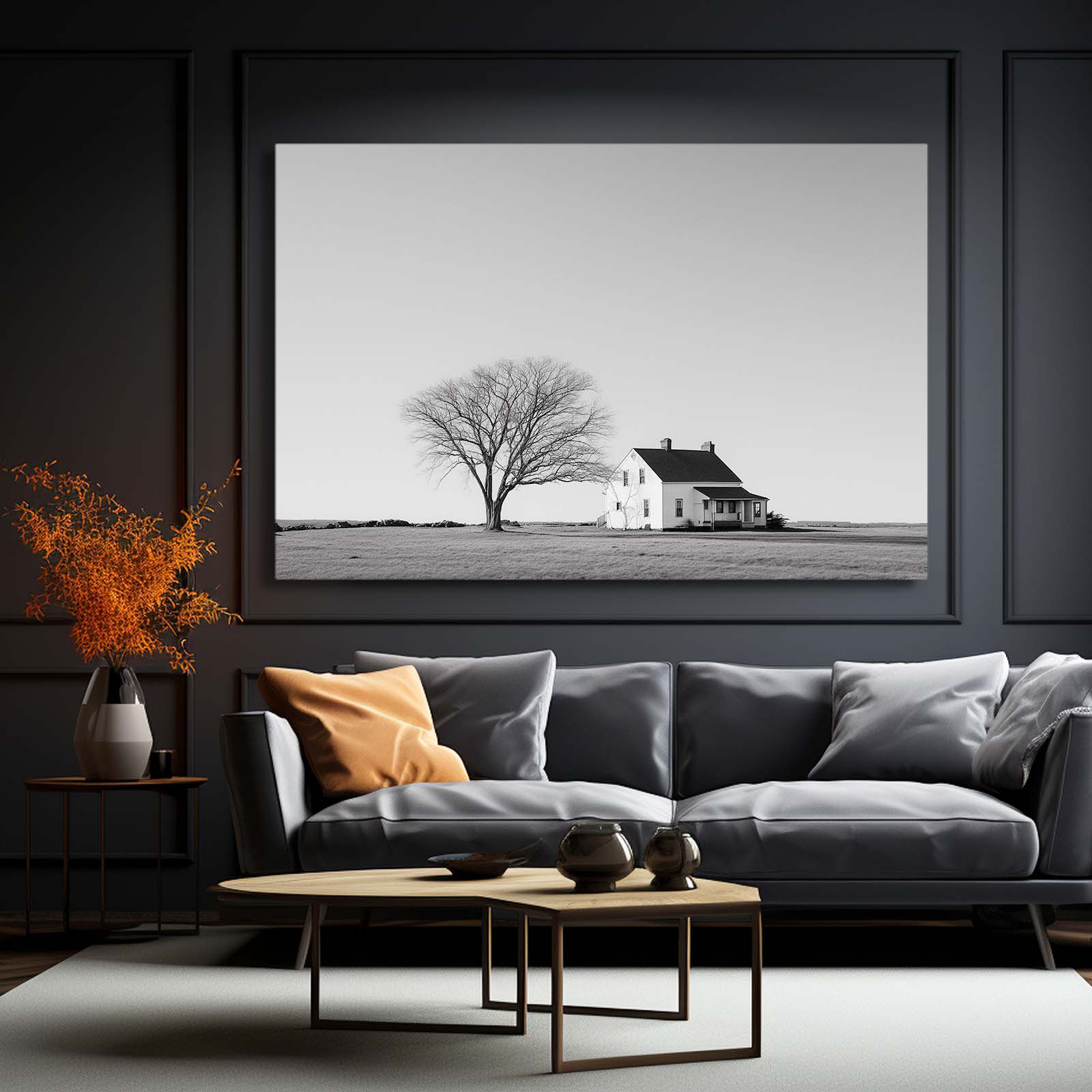 Lone Tree Farmhouse Farmhouse Art – styled in a furnished interior