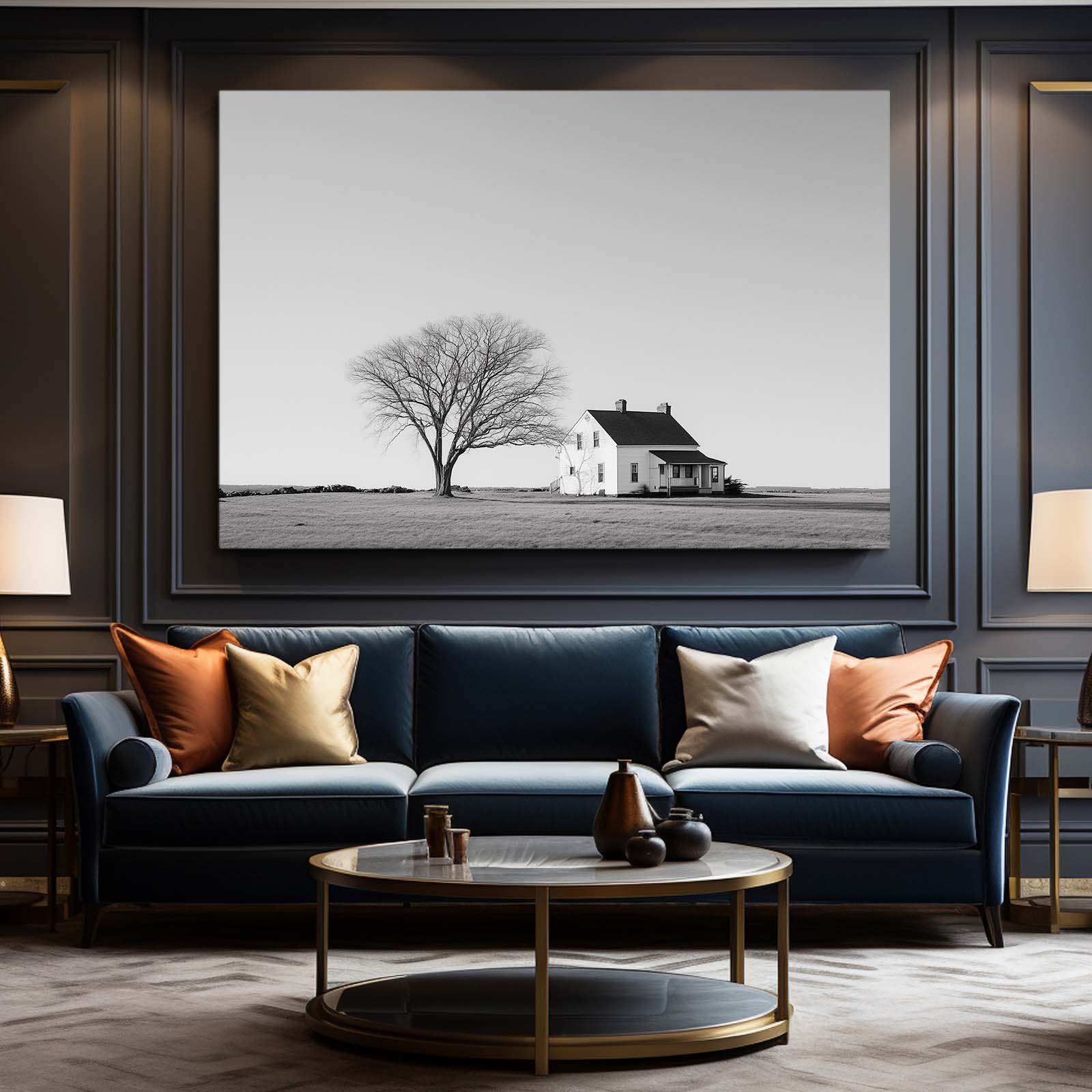 Lone Tree Farmhouse Farmhouse Art – styled in a furnished interior
