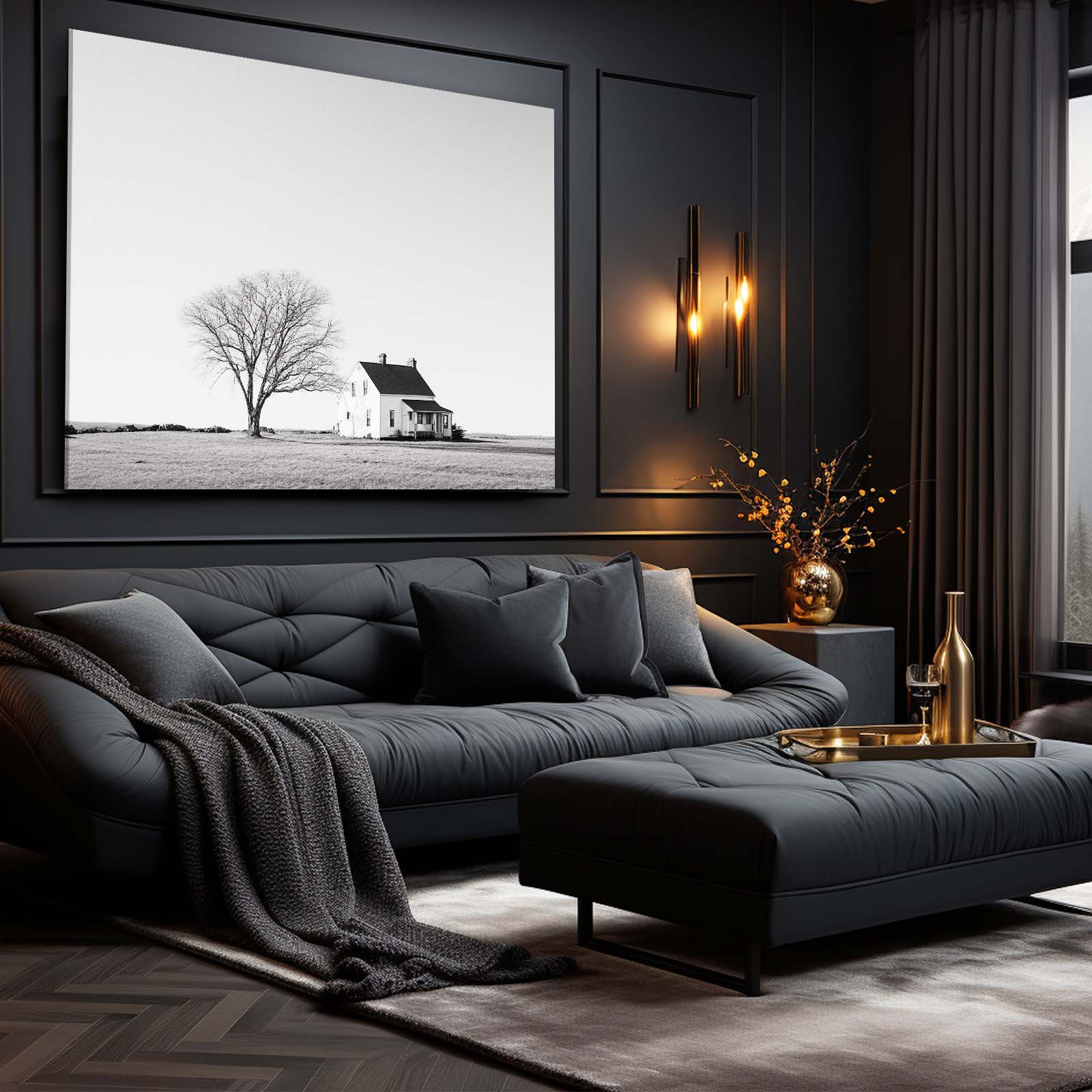 Lone Tree Farmhouse Farmhouse Art – styled in a furnished interior