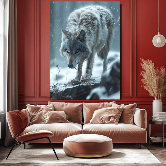 Lone Wolf Art — nature canvas print in white tones, view 3
