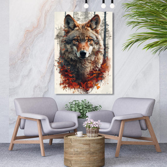 Lone Wolf Canvas — nature canvas print in orange tones, view 3