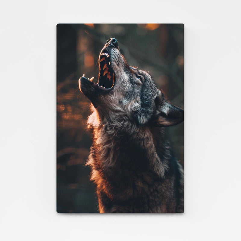 Lone Wolf Wall Art — landscape canvas print in gray tones