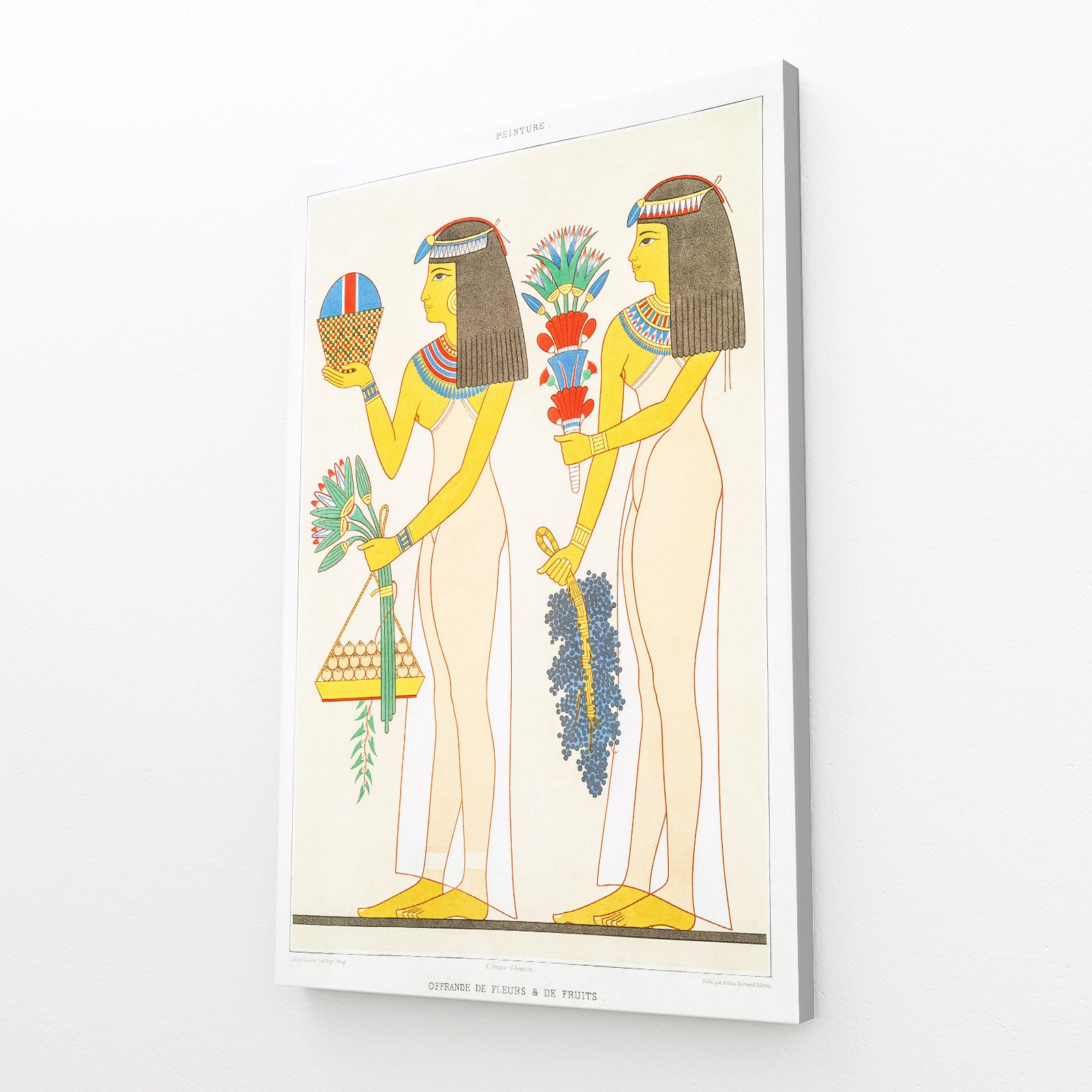 Lotus Bearers Illustration Egyptian Canvas Art – canvas print on white background