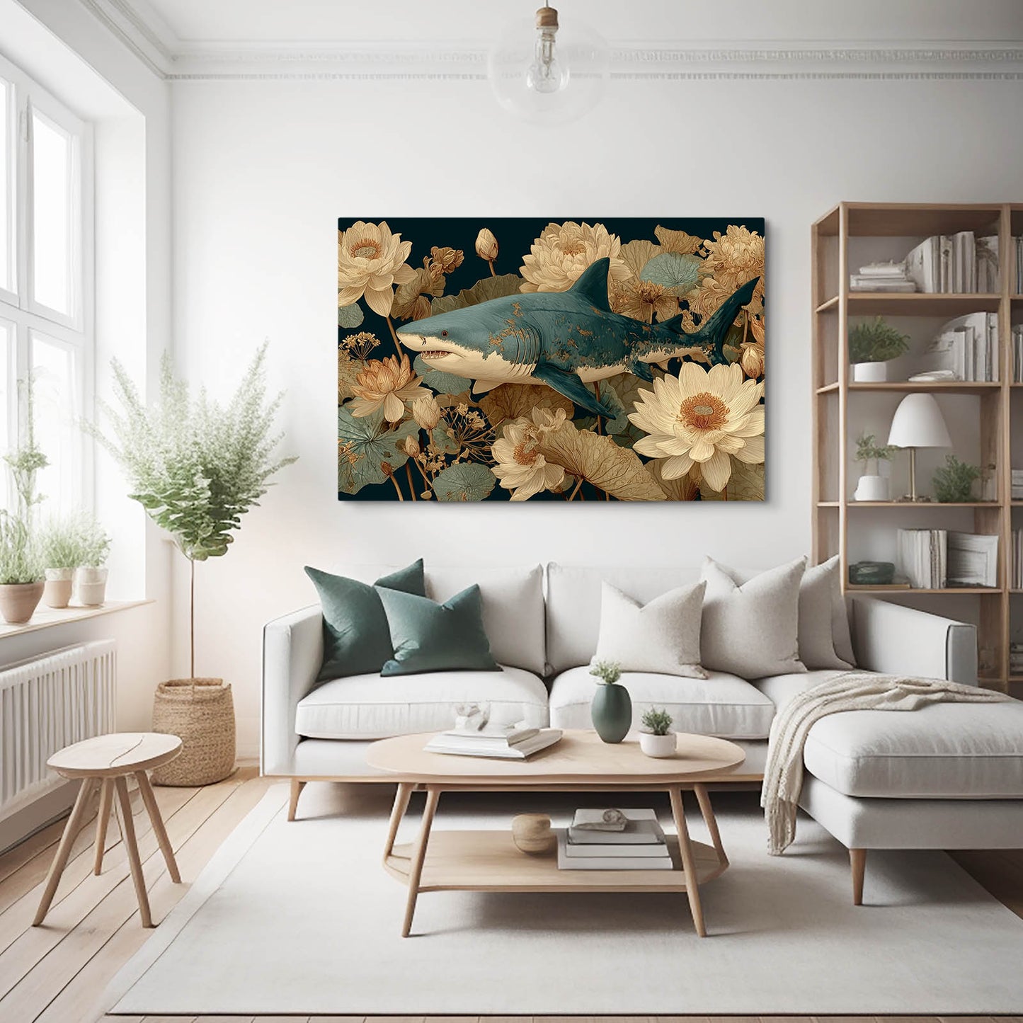 Lotus Blossom Vintage Shark Canvas – styled in a furnished interior
