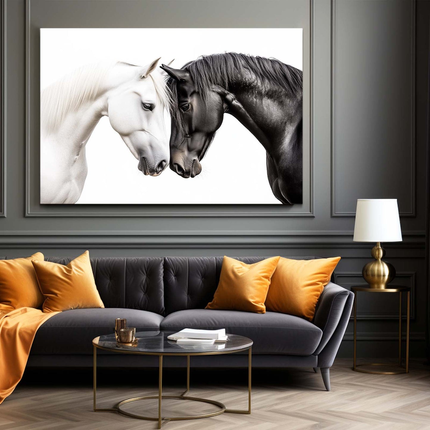 Love Horse Wall Art – angled canvas view on white background