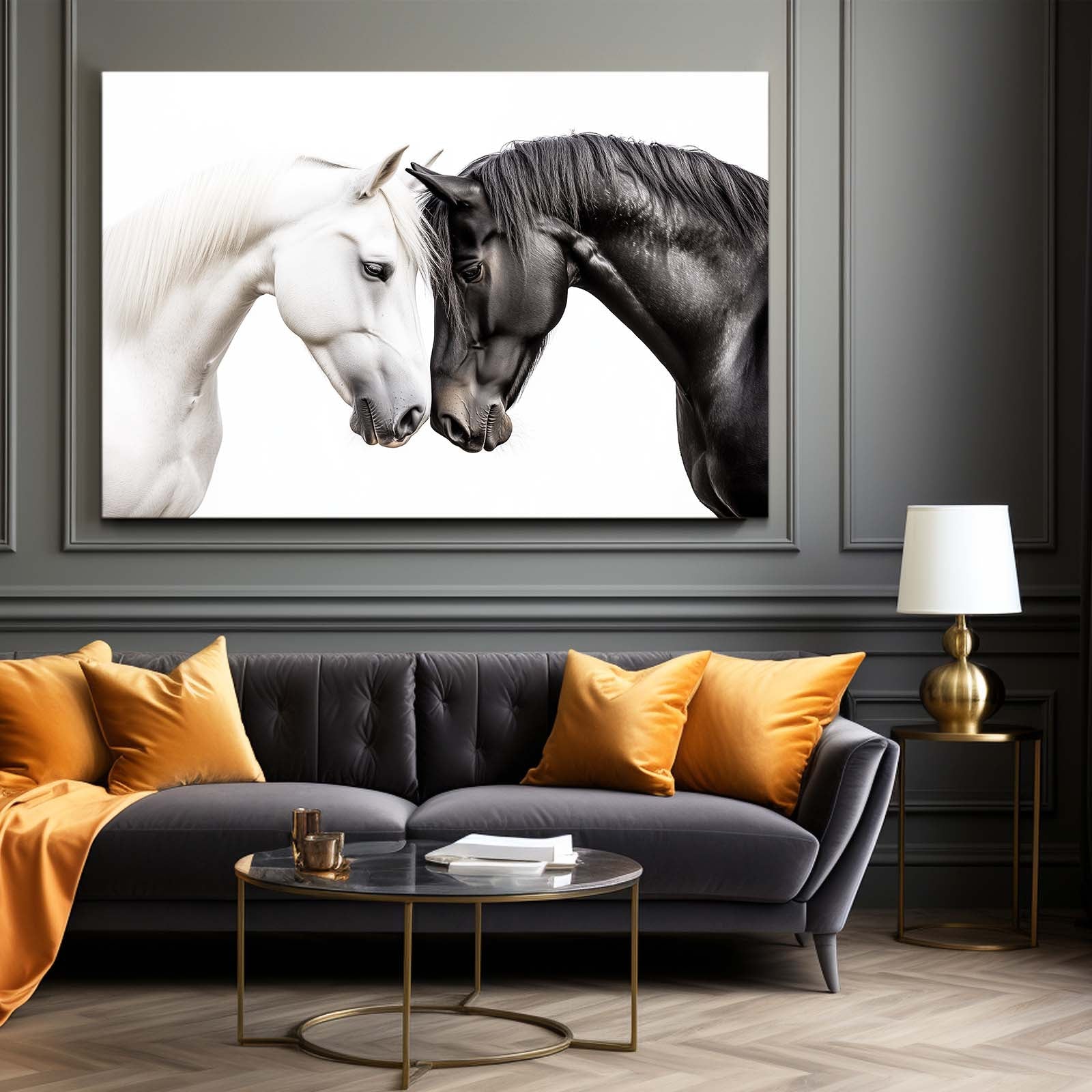 Love Horse Wall Art – angled canvas view on white background