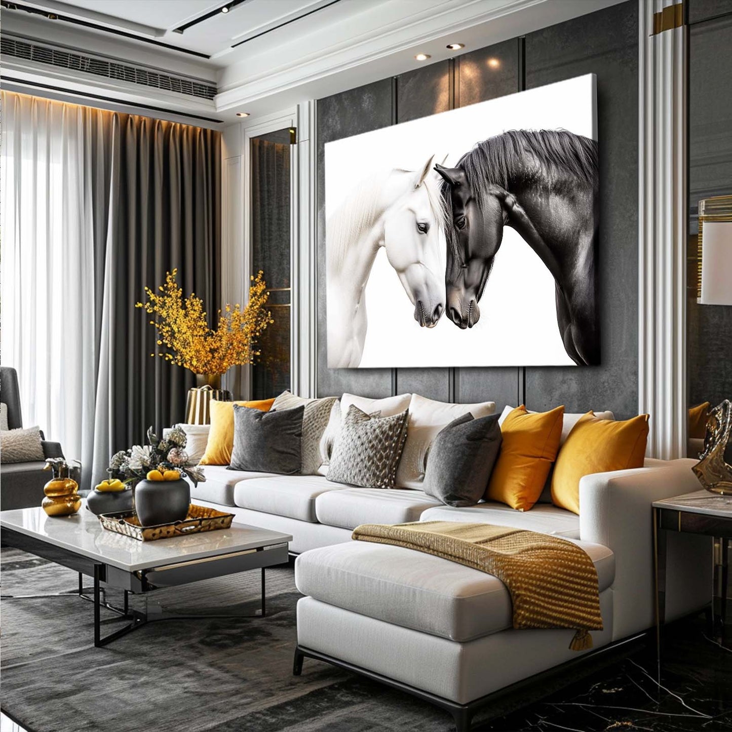 Love Horse Wall Art – angled canvas view on white background
