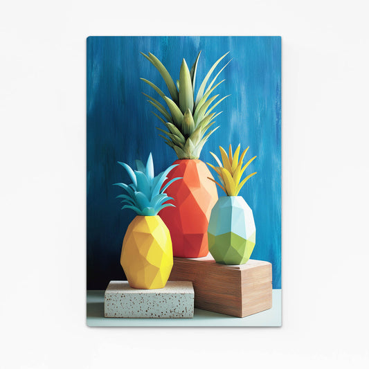 Low Poly Pineapples Fruit Canvas Art – low poly pineapples fruit canvas print
