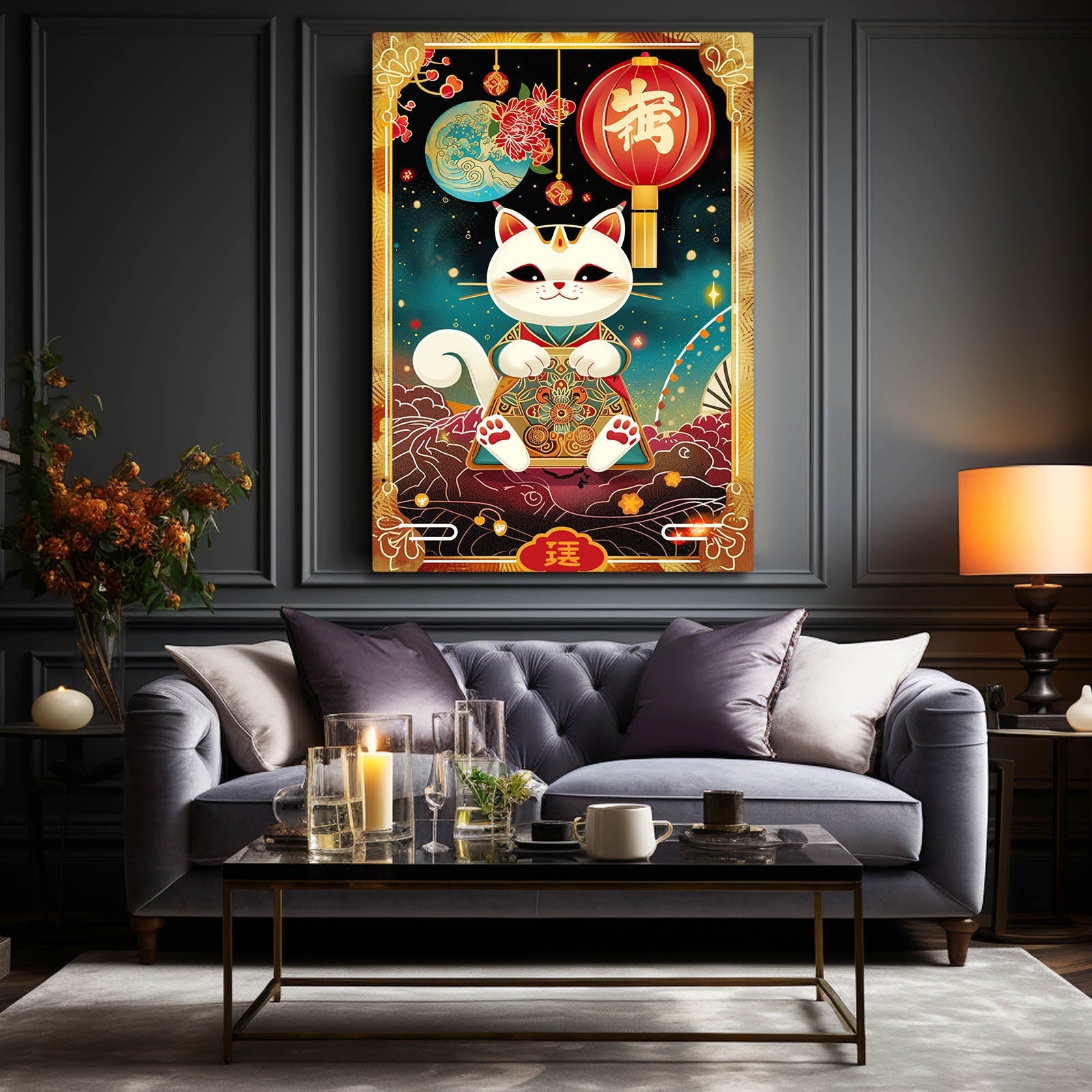 Lucky Charm Cat Wall Art