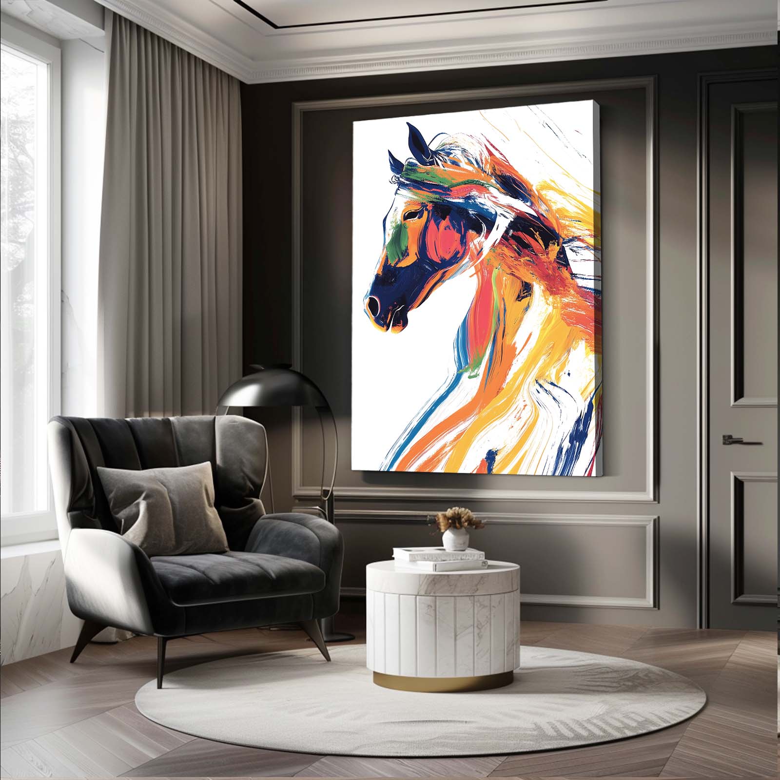 Luxury Horse Art – angled canvas view on white background