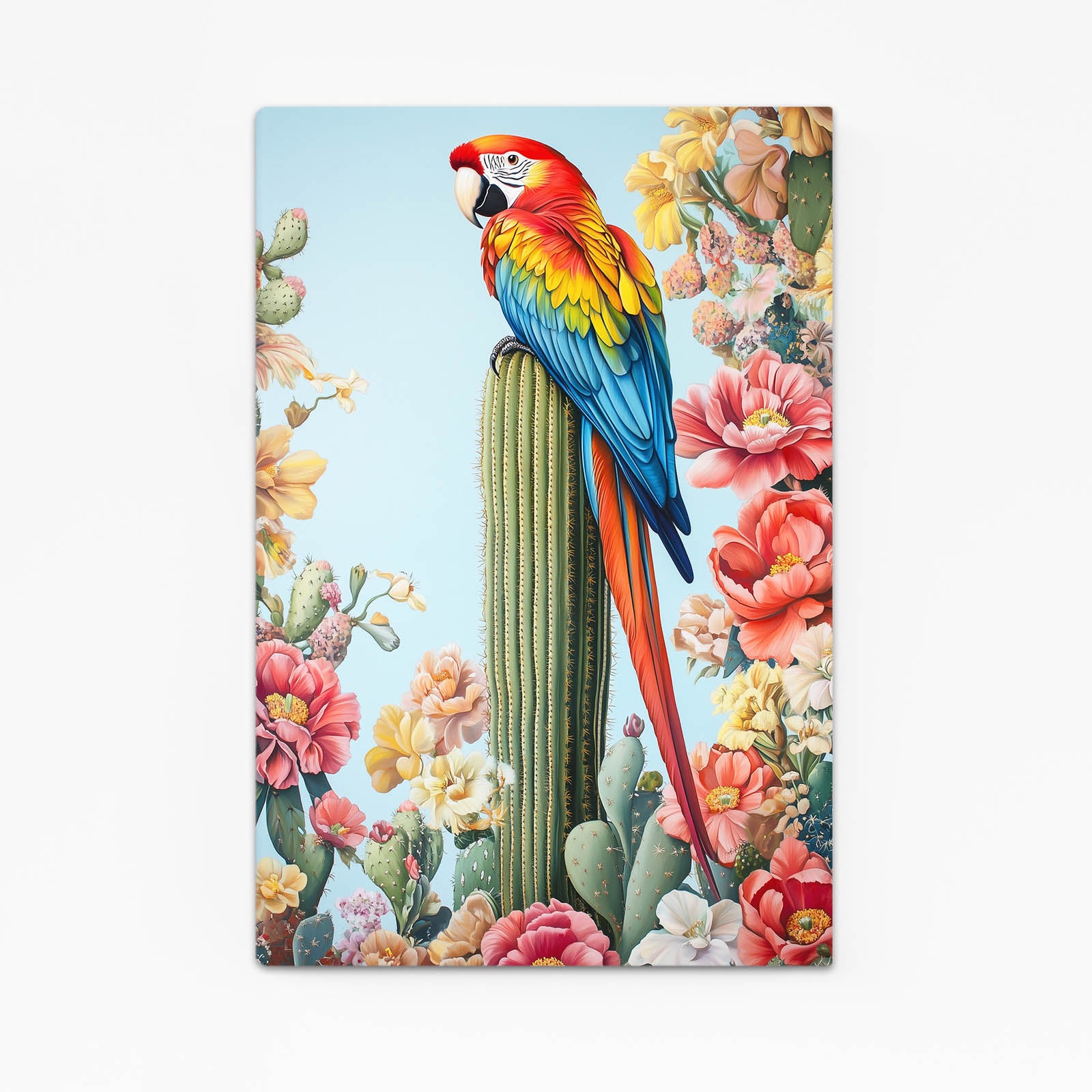 Macaw On Bloom Cactus Wall Art – macaw on bloom cactus canvas print
