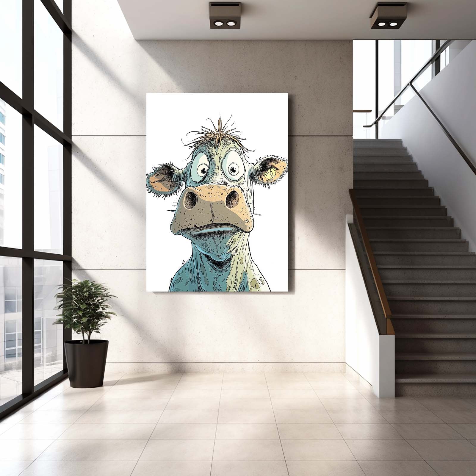 Mad Cow Art – angled canvas view on white background