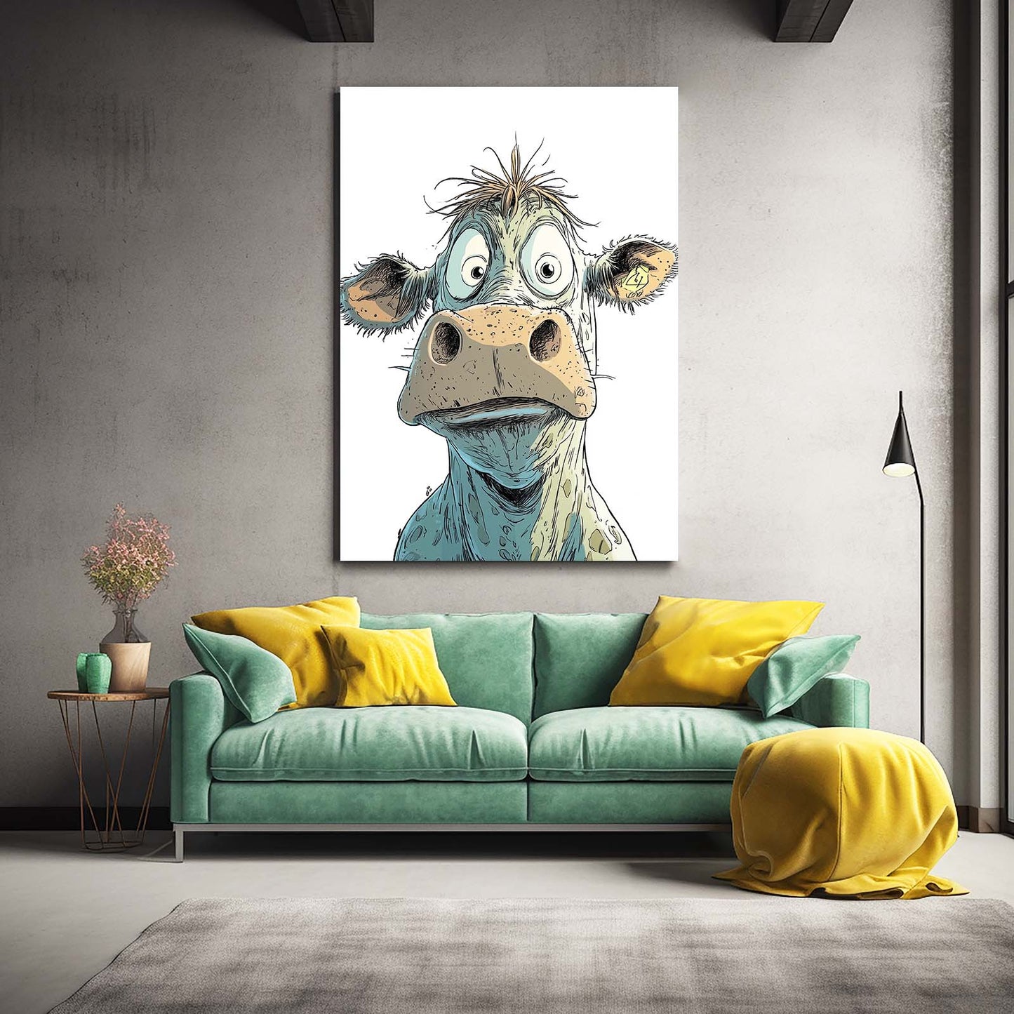 Mad Cow Art – angled canvas view on white background
