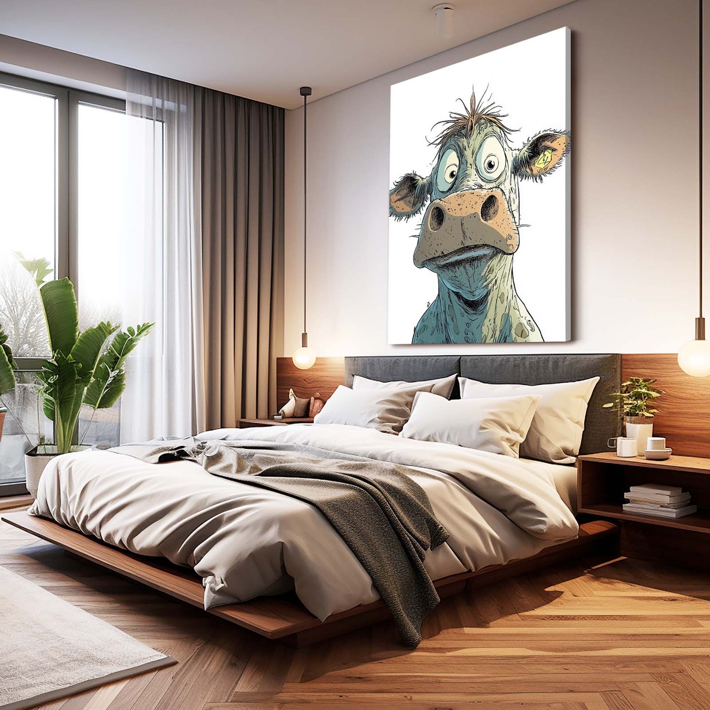 Mad Cow Art – angled canvas view on white background