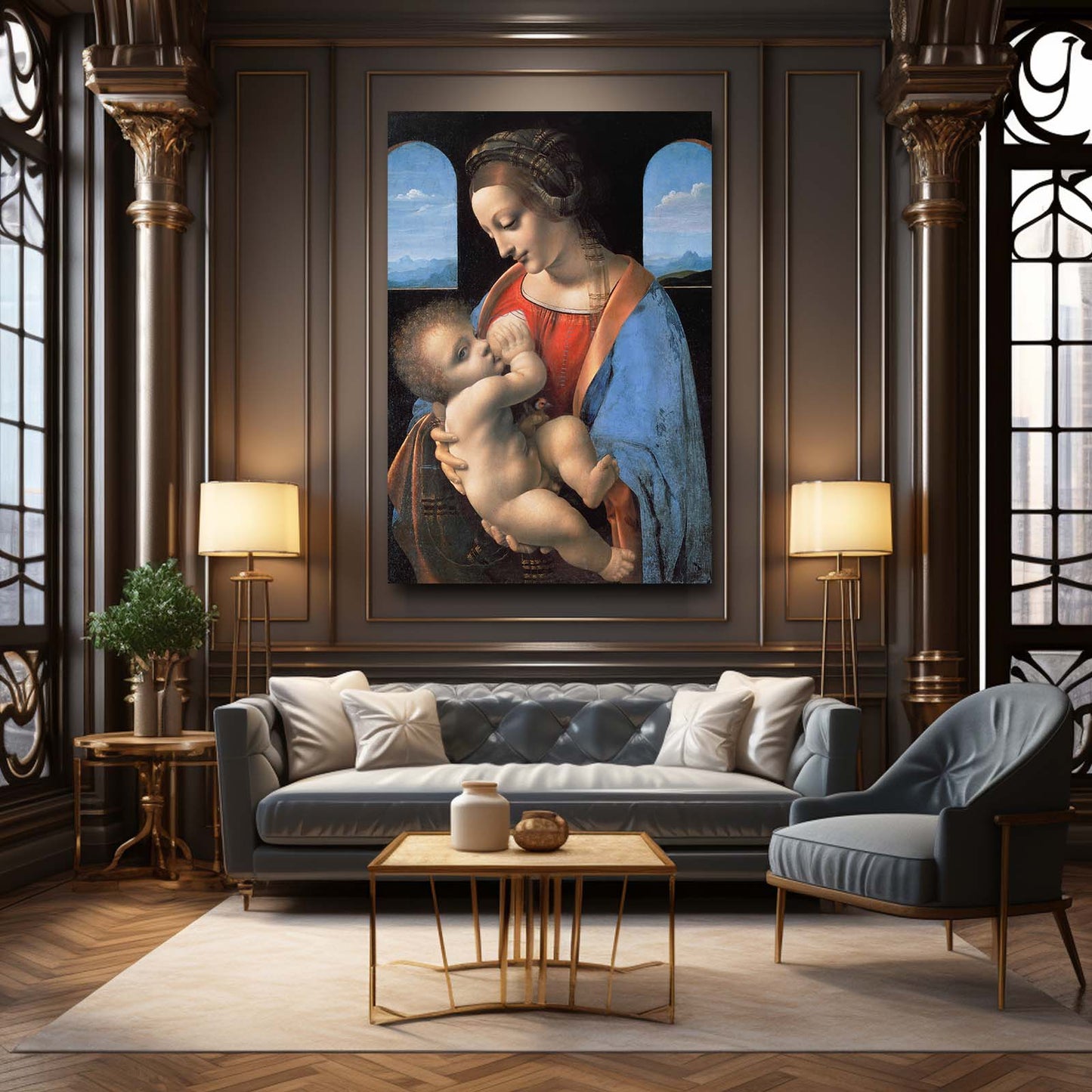 Madonna Litta Da Vinci Canvas – styled in a furnished interior