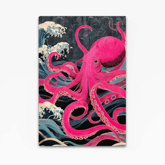 Magenta Wave Rise Octopus Art – magenta wave rise octopus canvas print