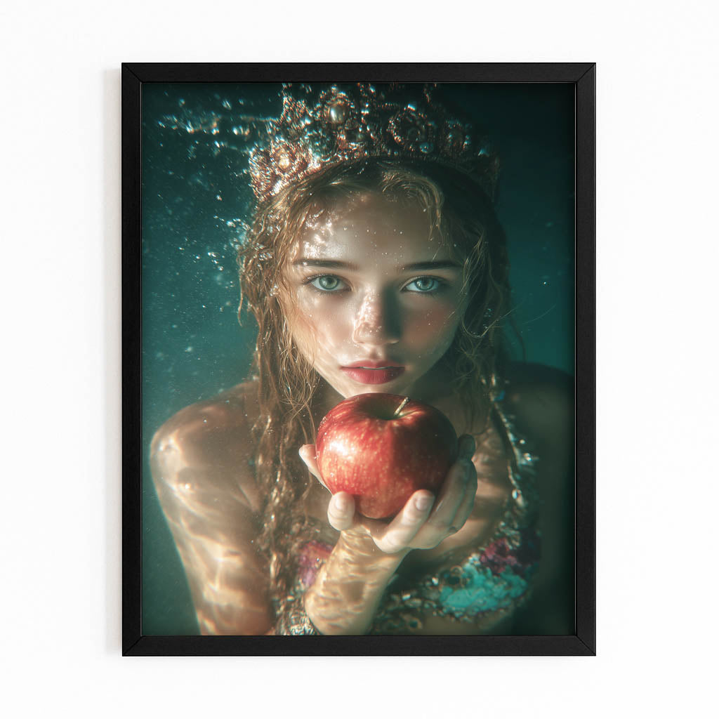 Maiden's Temptation Apple Wall Decor – with Premium Black frame on white background