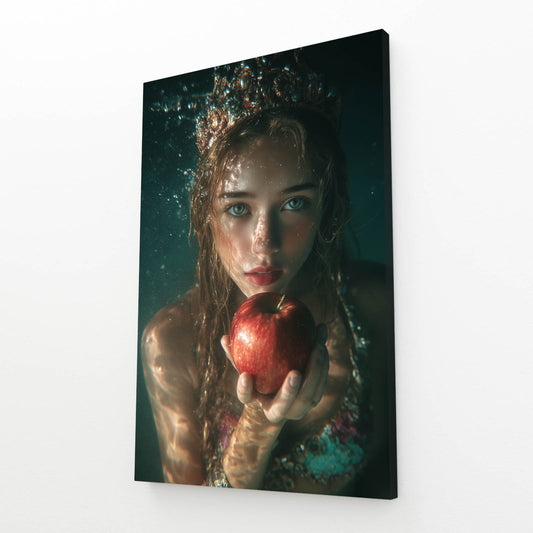 Maiden's Temptation Apple Wall Decor – angled canvas view on white background