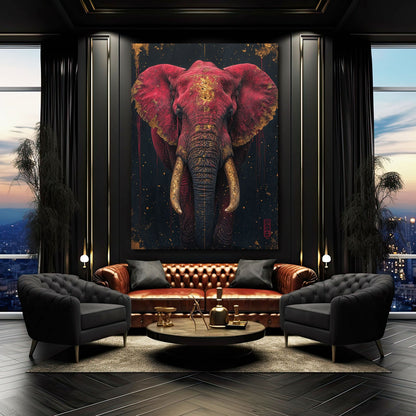 Majestic Crimson Elephant Art