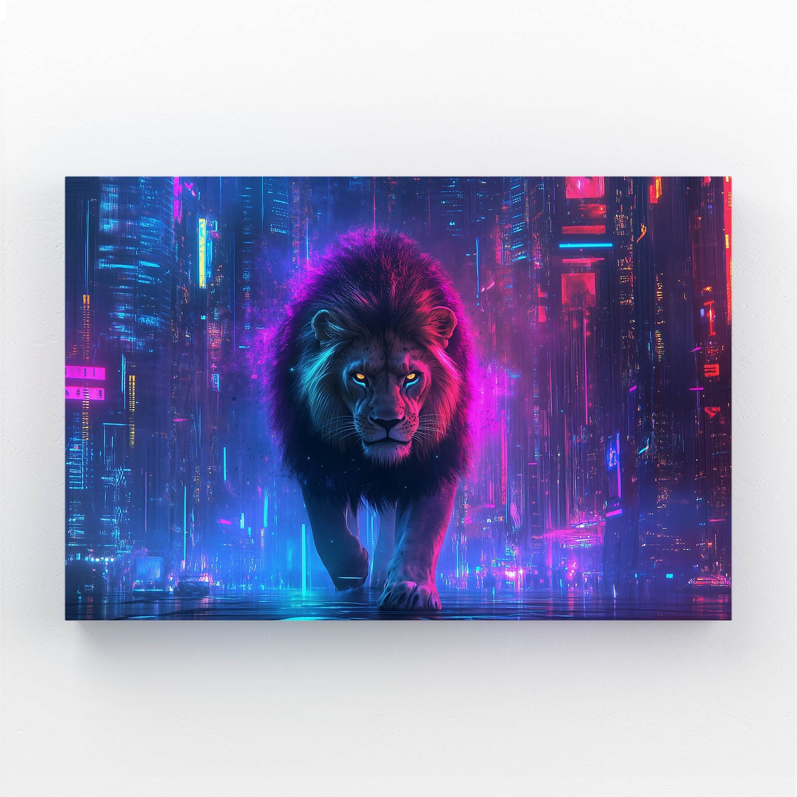 Majestic Cyberpunk Lion Art
