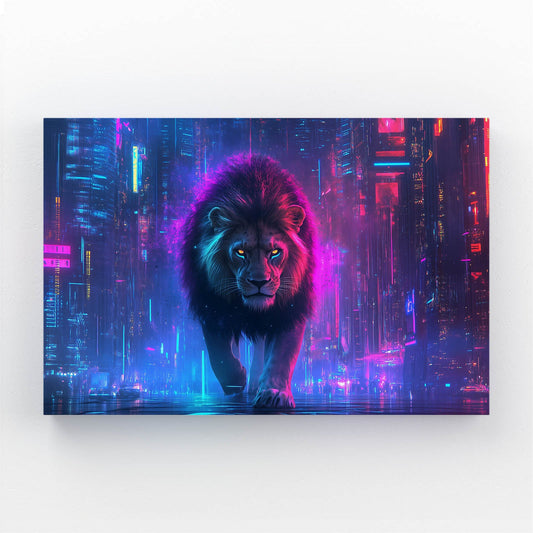 Majestic Cyberpunk Lion Art