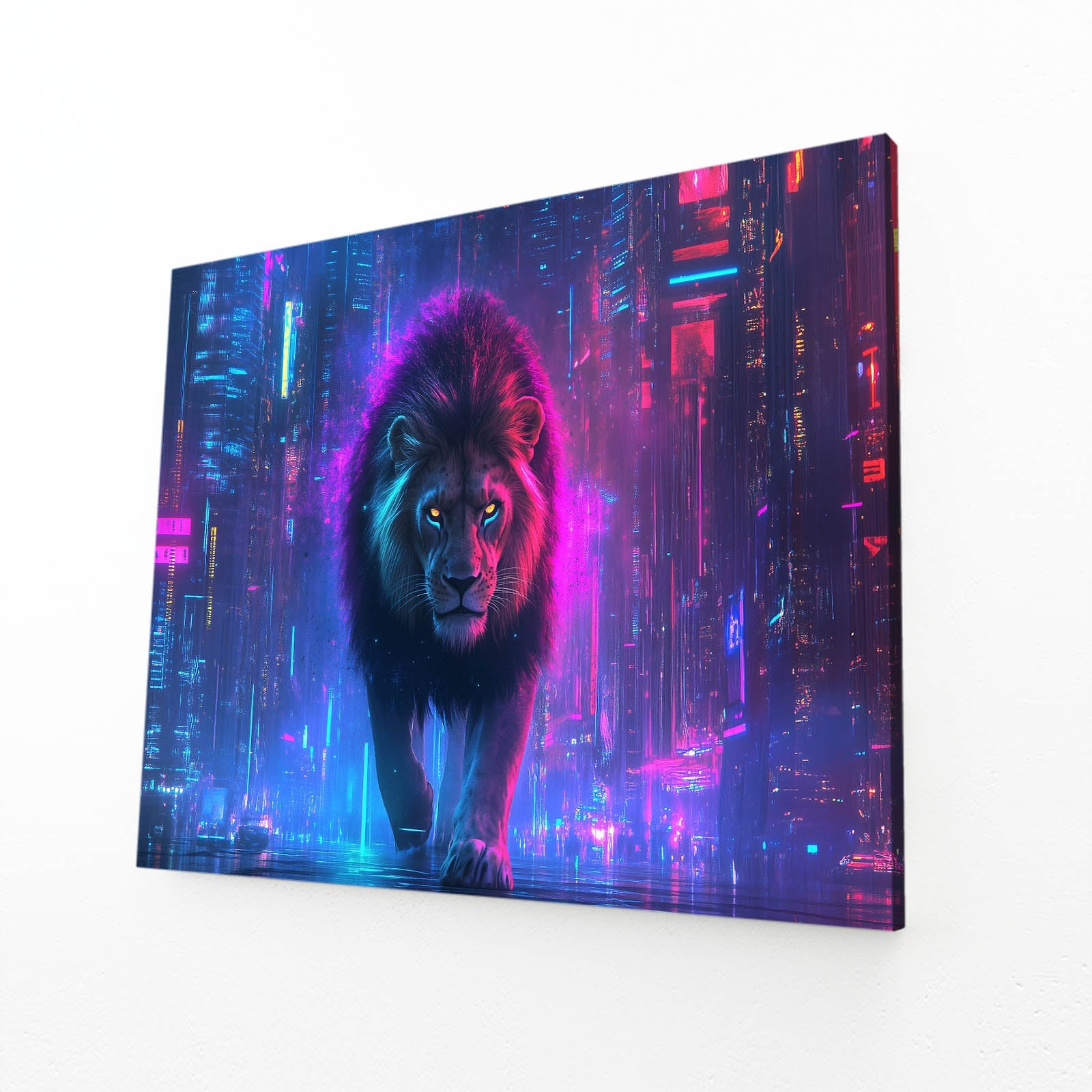 Majestic Cyberpunk Lion Art