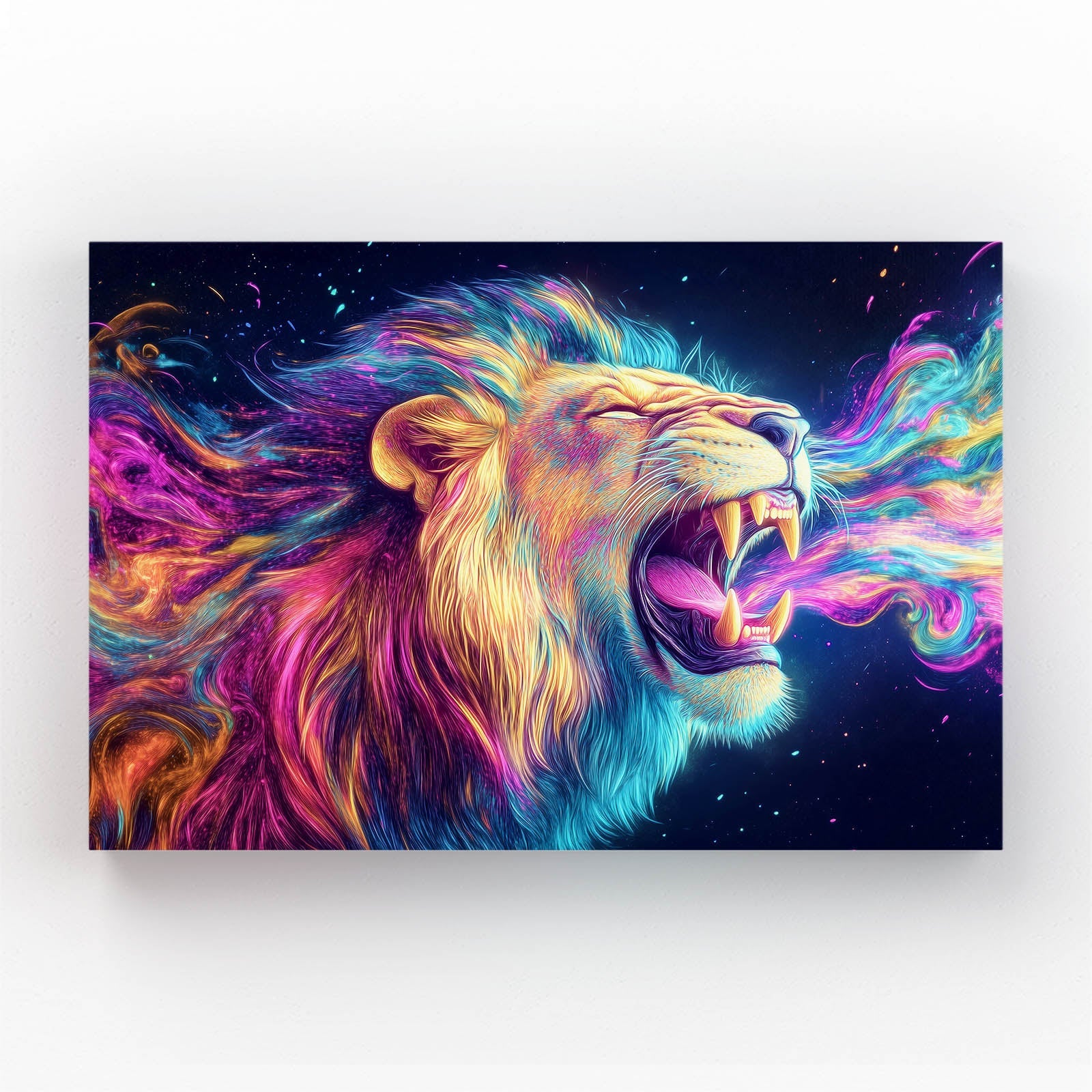 Majestic Neon Lion Wall Art