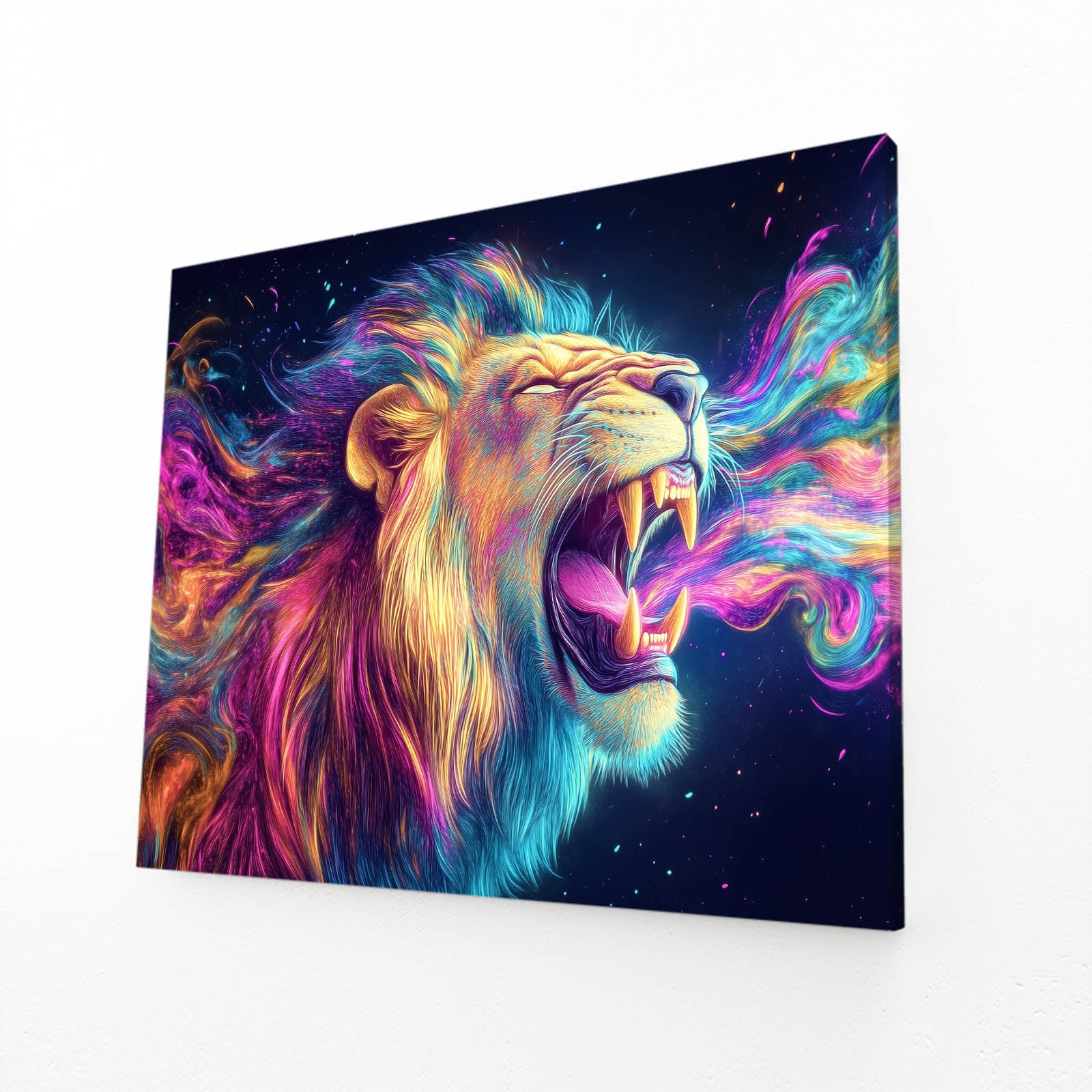 Majestic Neon Lion Wall Art