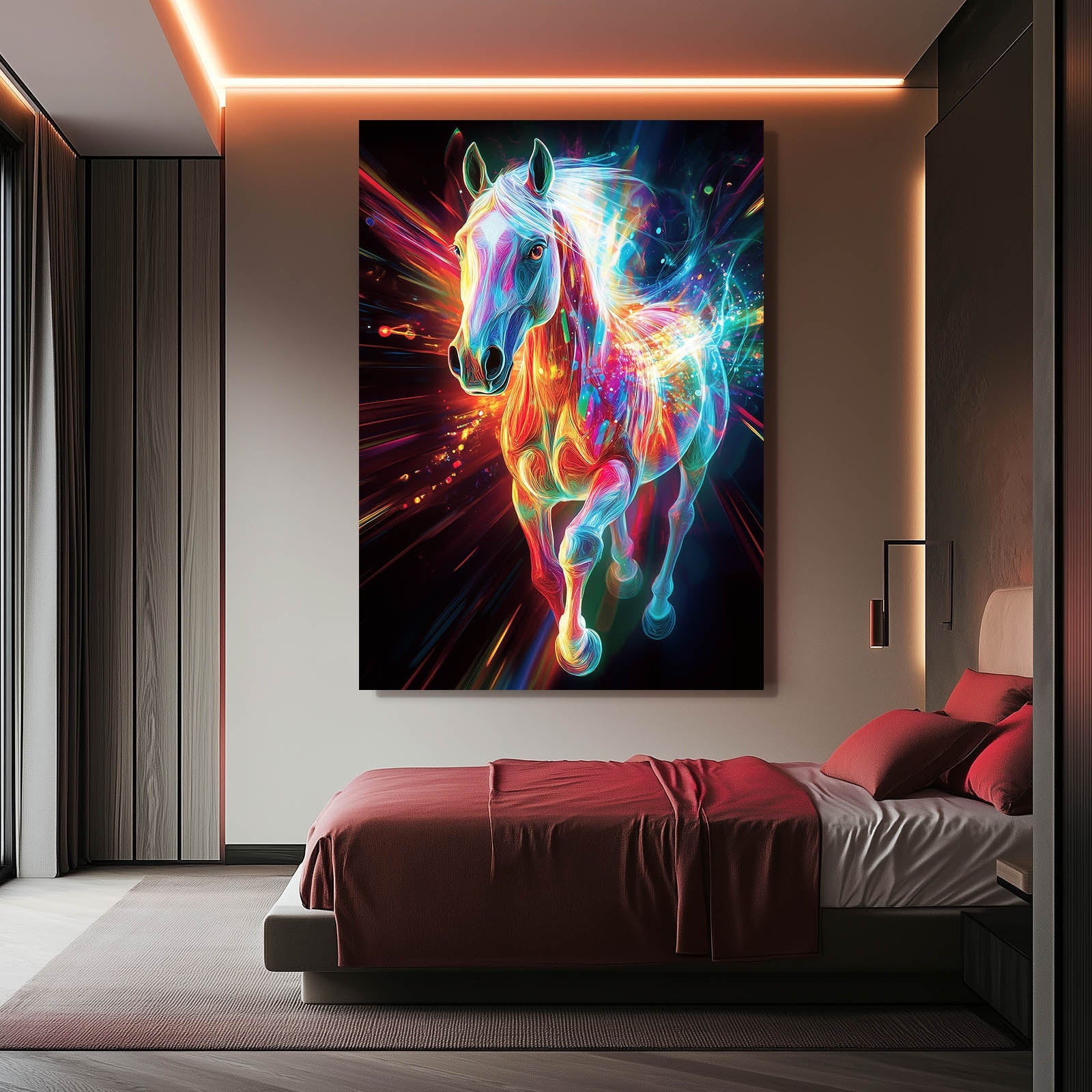 Man Cave Horse Prints – angled canvas view on white background