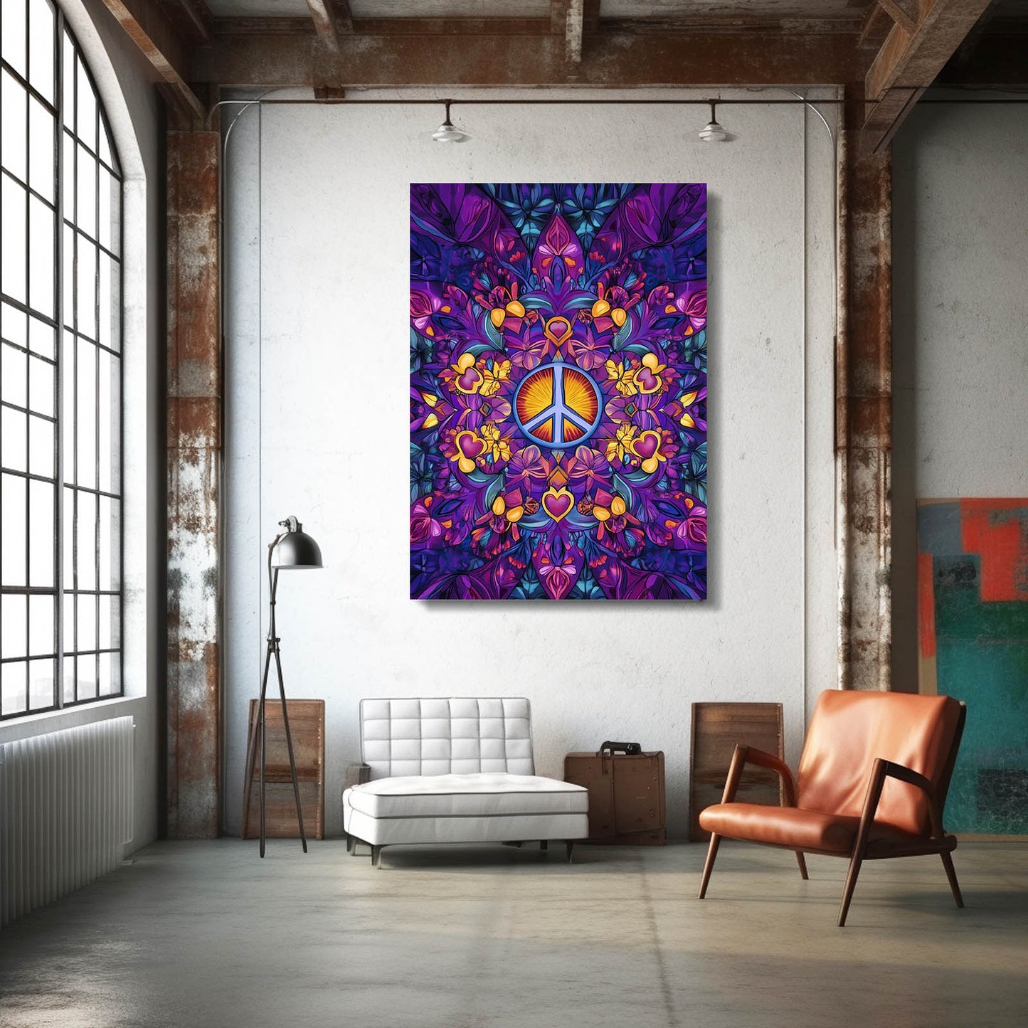 Mandala Peace Bloom Art – styled in a furnished interior