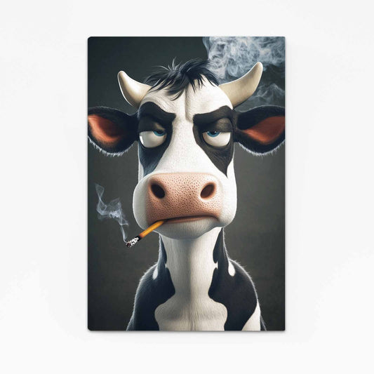 Mangas Cow Wall Art – angled canvas view on white background